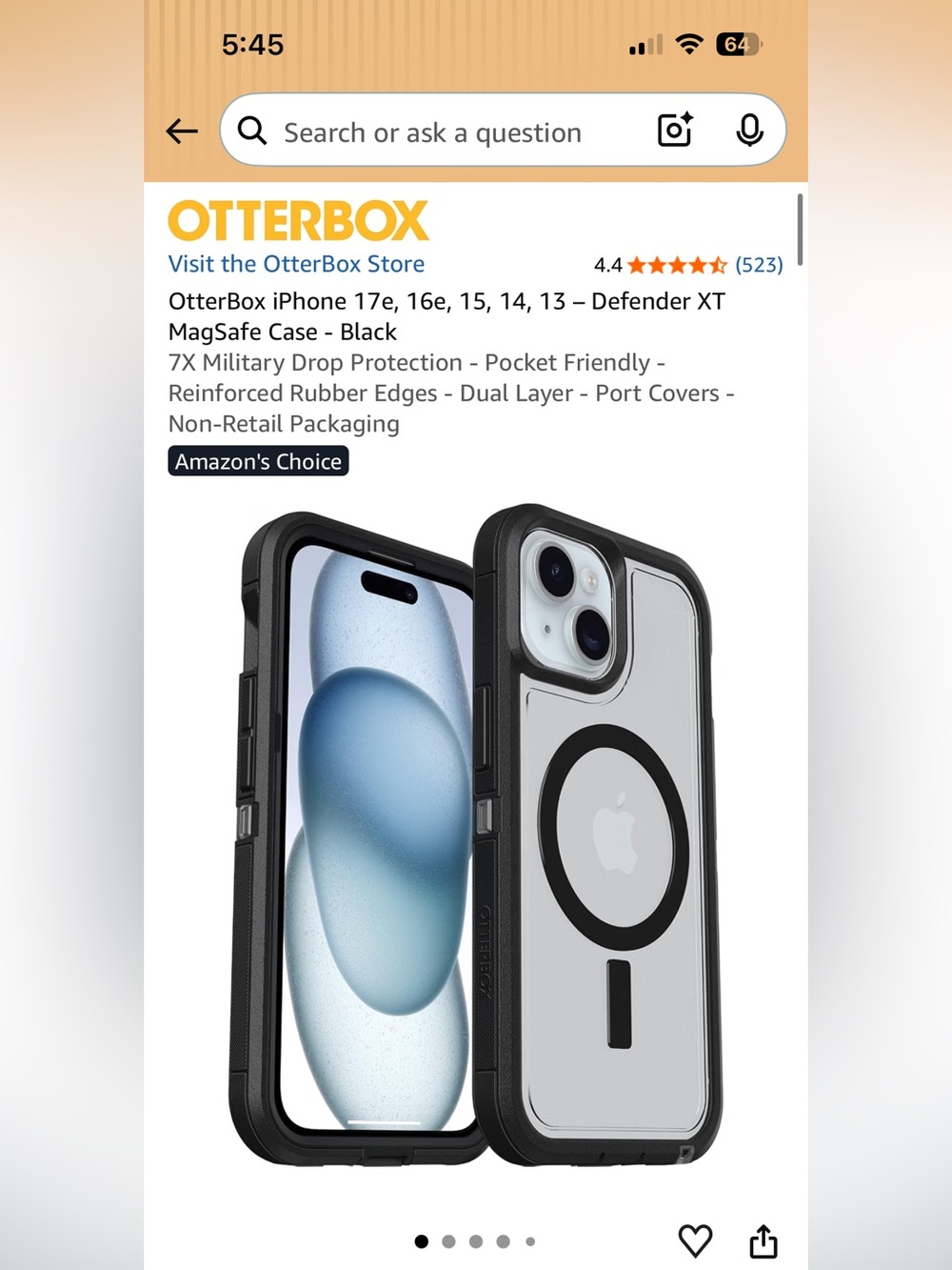 OtterBox Defender XT MagSafe Case (fits iPhone 17e, 16e, 15, 14, 13)